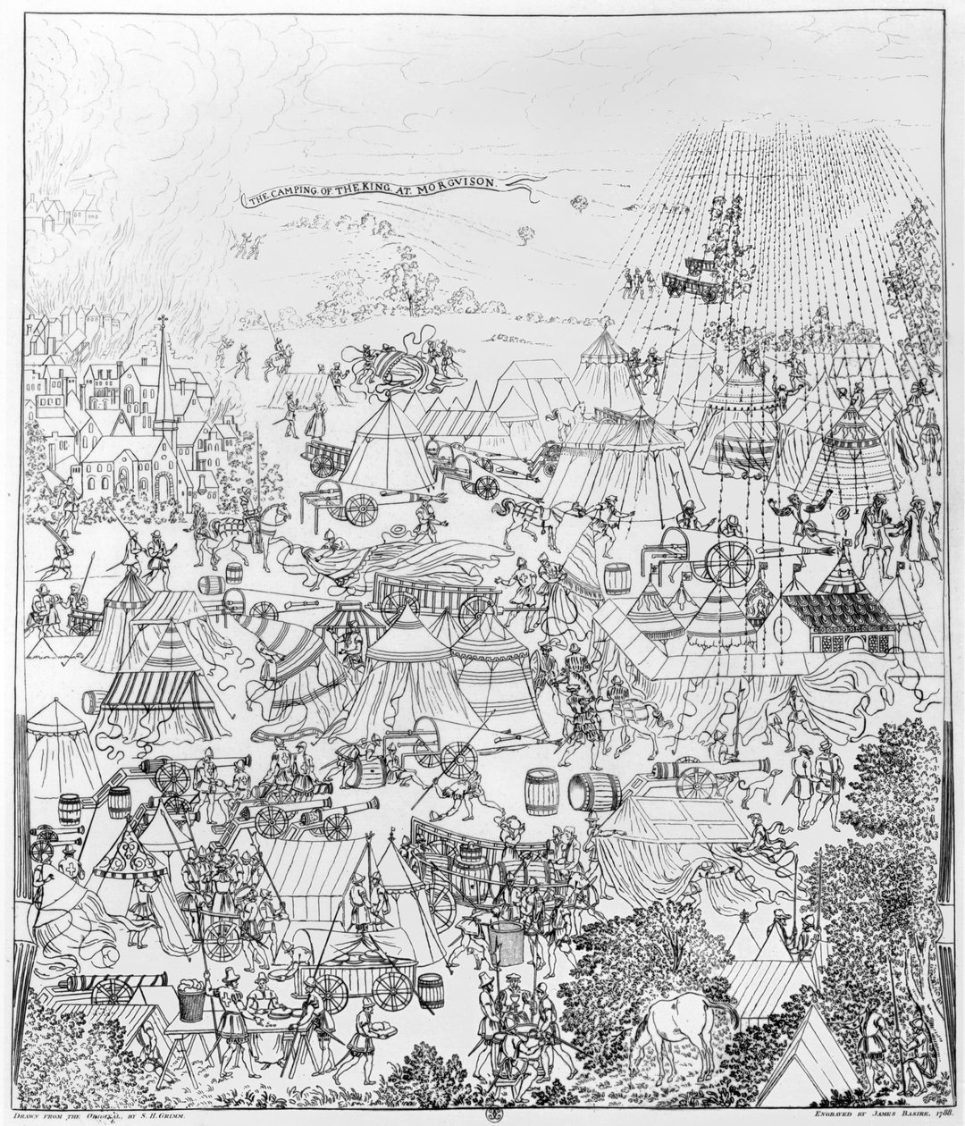 Obóz króla Henryka VIII w Marquison, lipiec 1544, wyryty przez Jamesa Basire