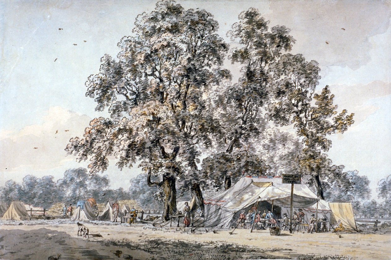 Obóz wojskowy w Hyde Parku w Londynie, ok. 1780 r. autorstwa Samuel Hieronymus Grimm