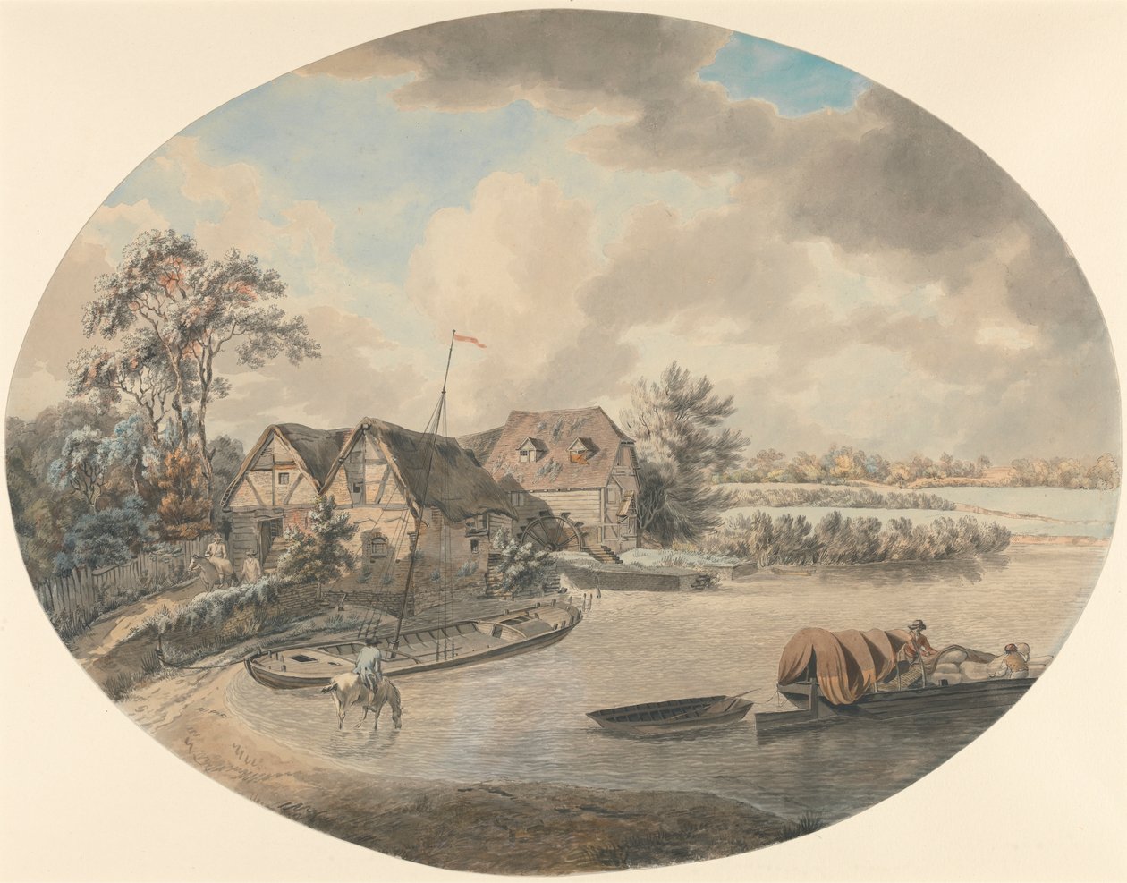 Młyn nad rzeką Avon, Pershore, Worcestershire autorstwa Samuel Hieronymus Grimm