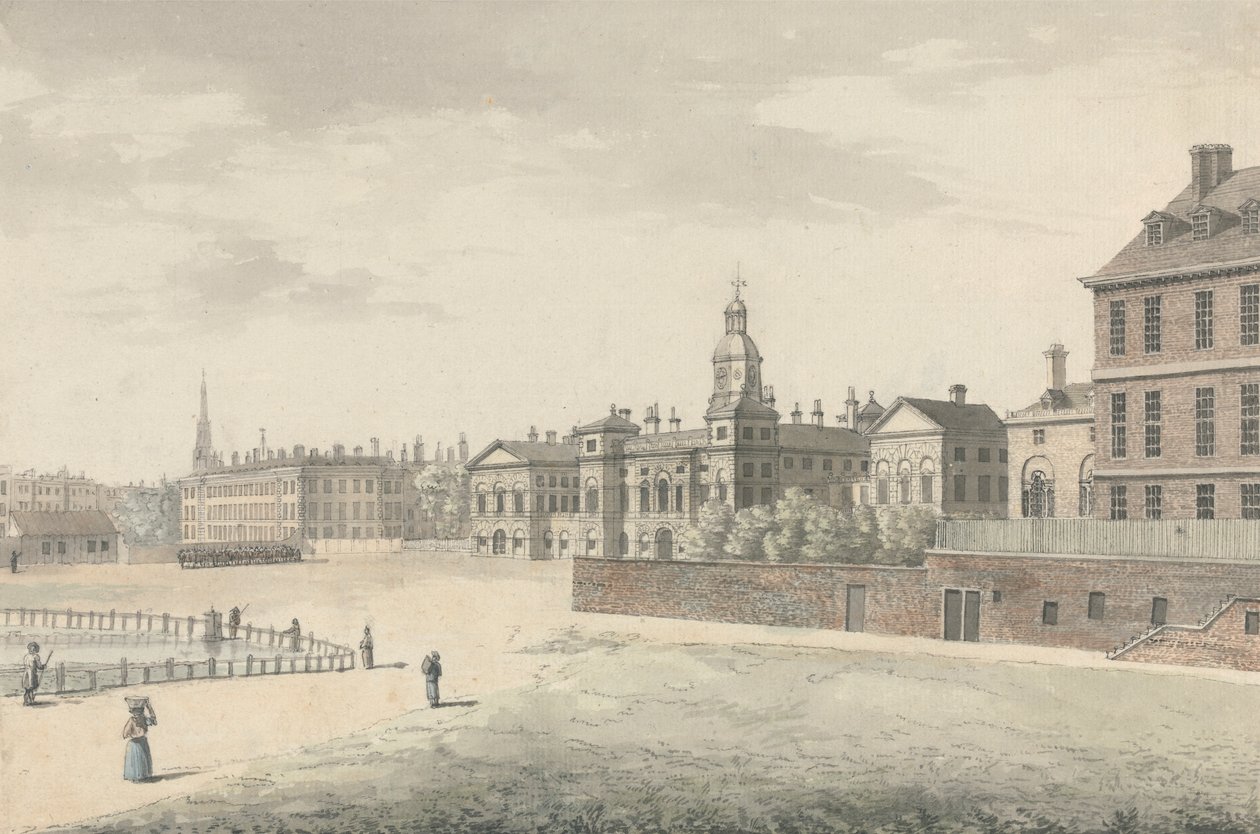 Parada Gwardii Konnej, Whitehall autorstwa Samuel Hieronymus Grimm