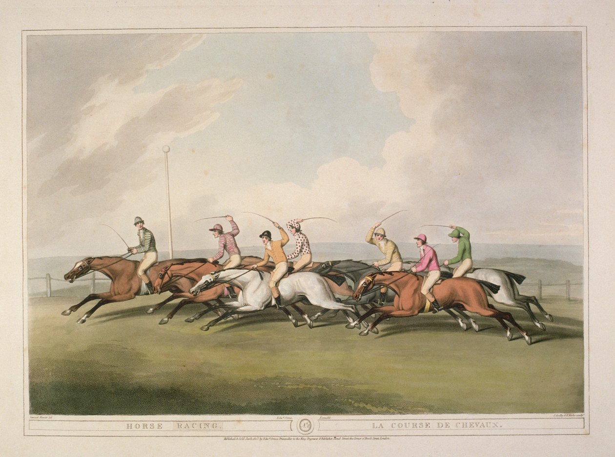 Wyścigi konne z kolekcji brytyjskich rycin sportowych Orme, 1807 r. autorstwa Samuel Howett