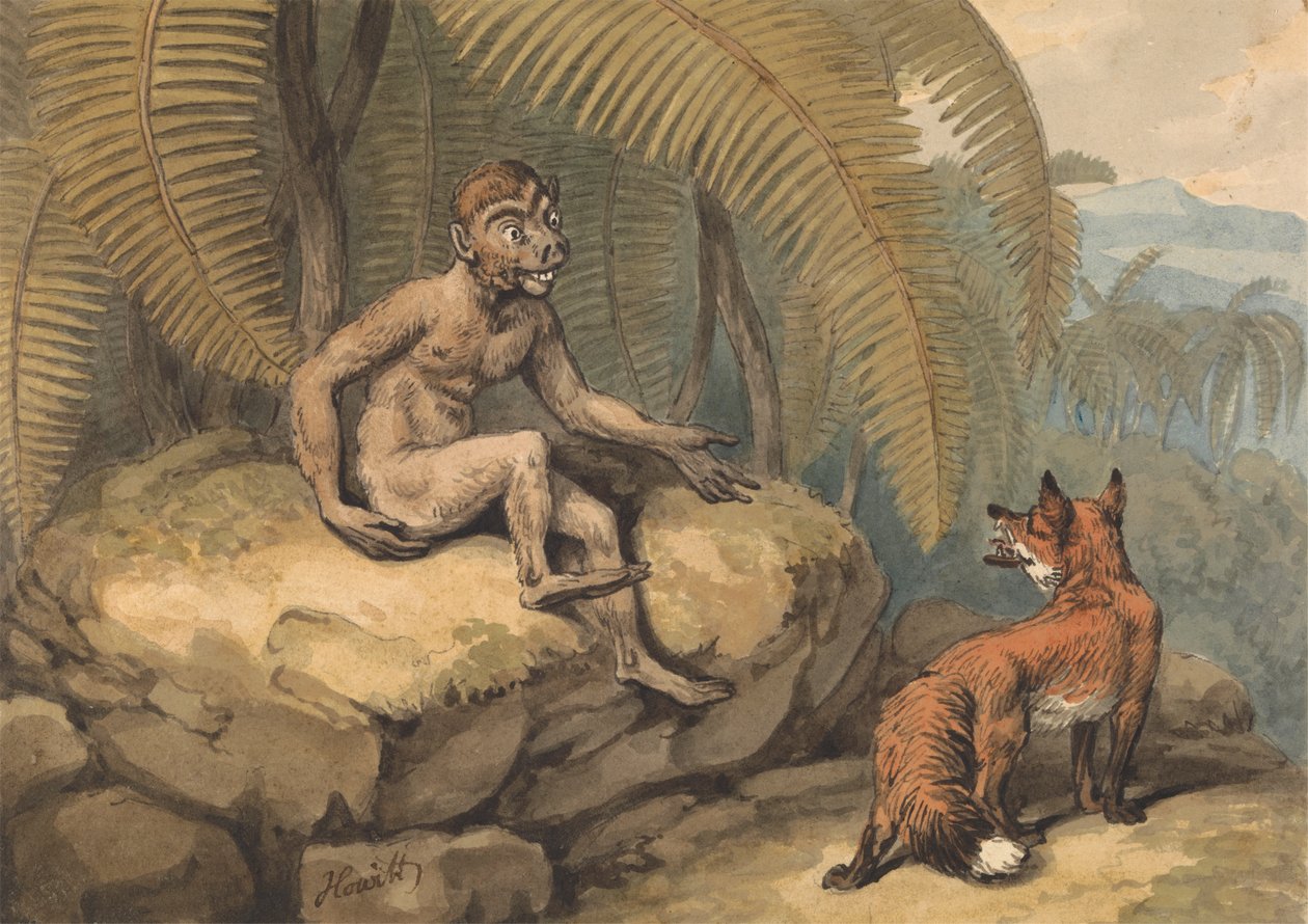 Małpa i lis autorstwa Samuel Howitt