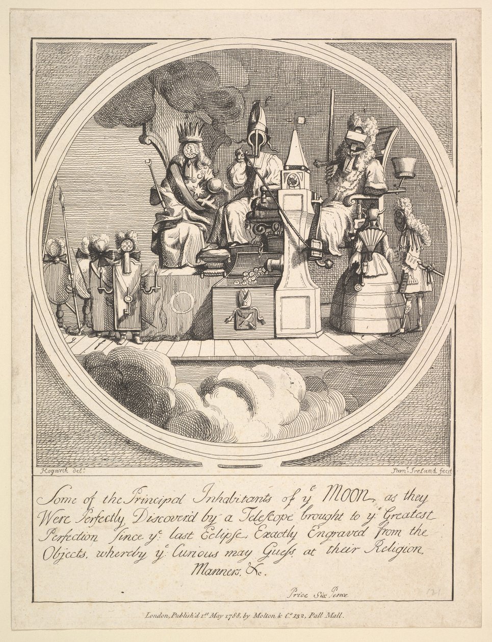 Niektórzy z głównych mieszkańców Księżyca, tak jak zostali doskonale odkryci przez..., 1 maja 1788 r. autorstwa Samuel Ireland