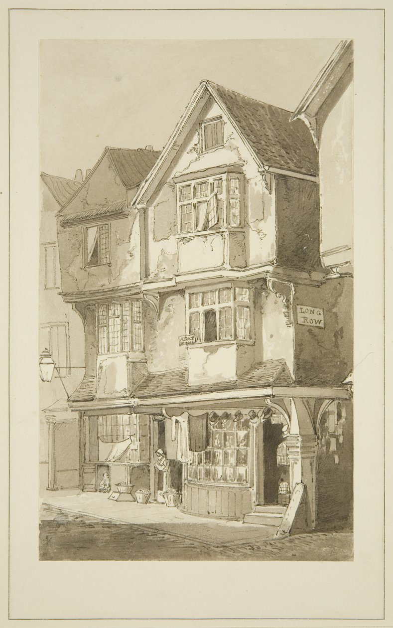 Old Houses, róg Long Row, Temple Street (ołówek i akwarela na papierze) autorstwa Samuel Jackson