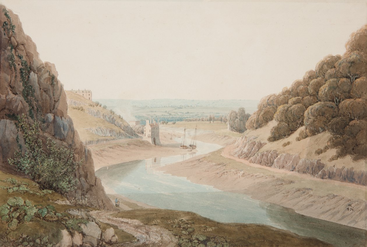 Avon i Old Hotwell House ze Skał św. 1825 autorstwa Samuel Jackson