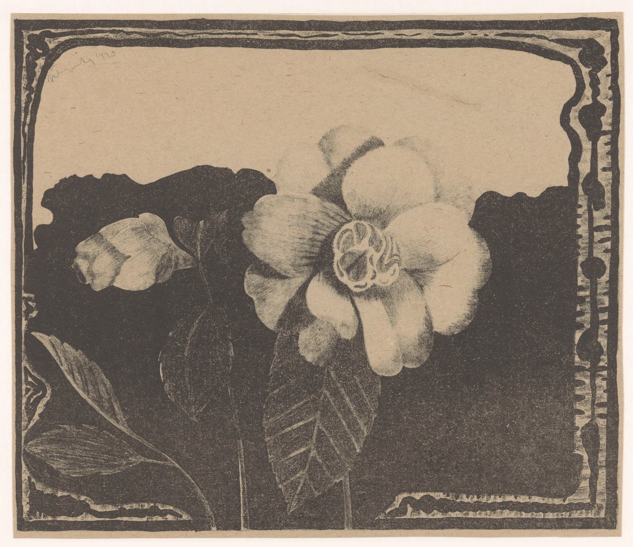 Kamelia, zostawiła kwiat w zarodku autorstwa Samuel Jessurun de Mesquita (signed by artist)