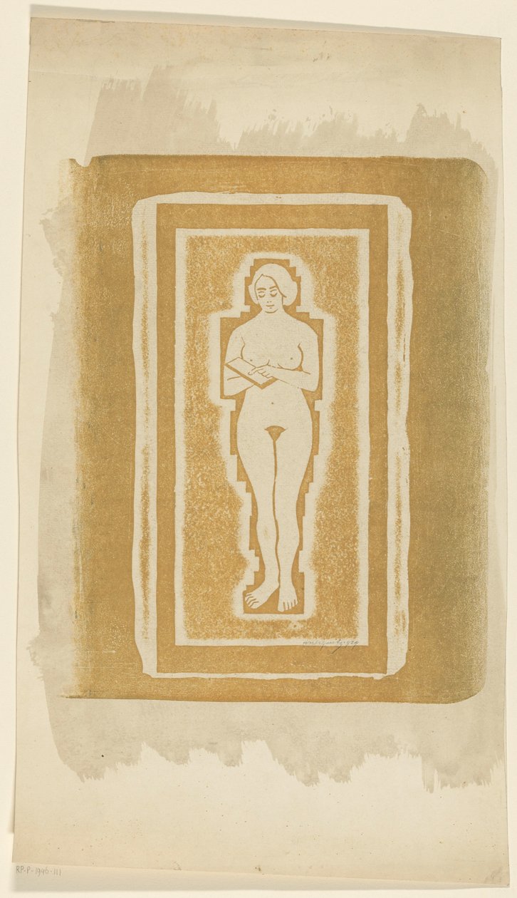 Akt z książką lub kamienną płytą w ręku autorstwa Samuel Jessurun de Mesquita (signed by artist)