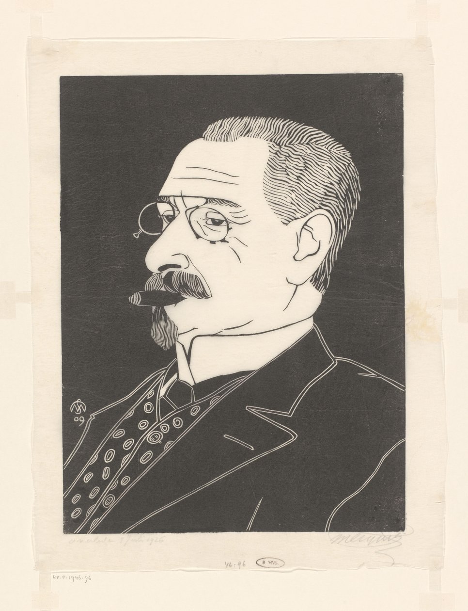 Portret nieznanego mężczyzny z cygarem autorstwa Samuel Jessurun de Mesquita (signed by artist)