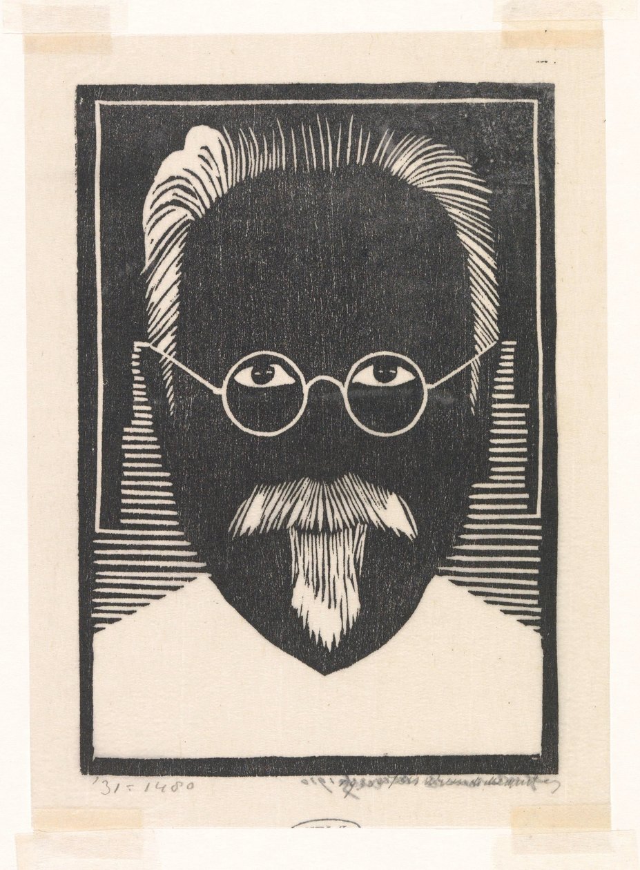 Autoportret z okularami i kozią bródką autorstwa Samuel Jessurun de Mesquita (signed by artist)