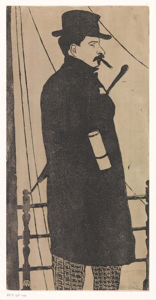 Autoportret z płaszczem i kapeluszem autorstwa Samuel Jessurun de Mesquita (signed by artist)