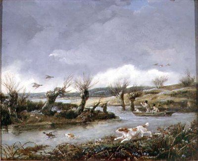 Strzelanie do kaczek (olej na płótnie) autorstwa Samuel John Egbert Jones