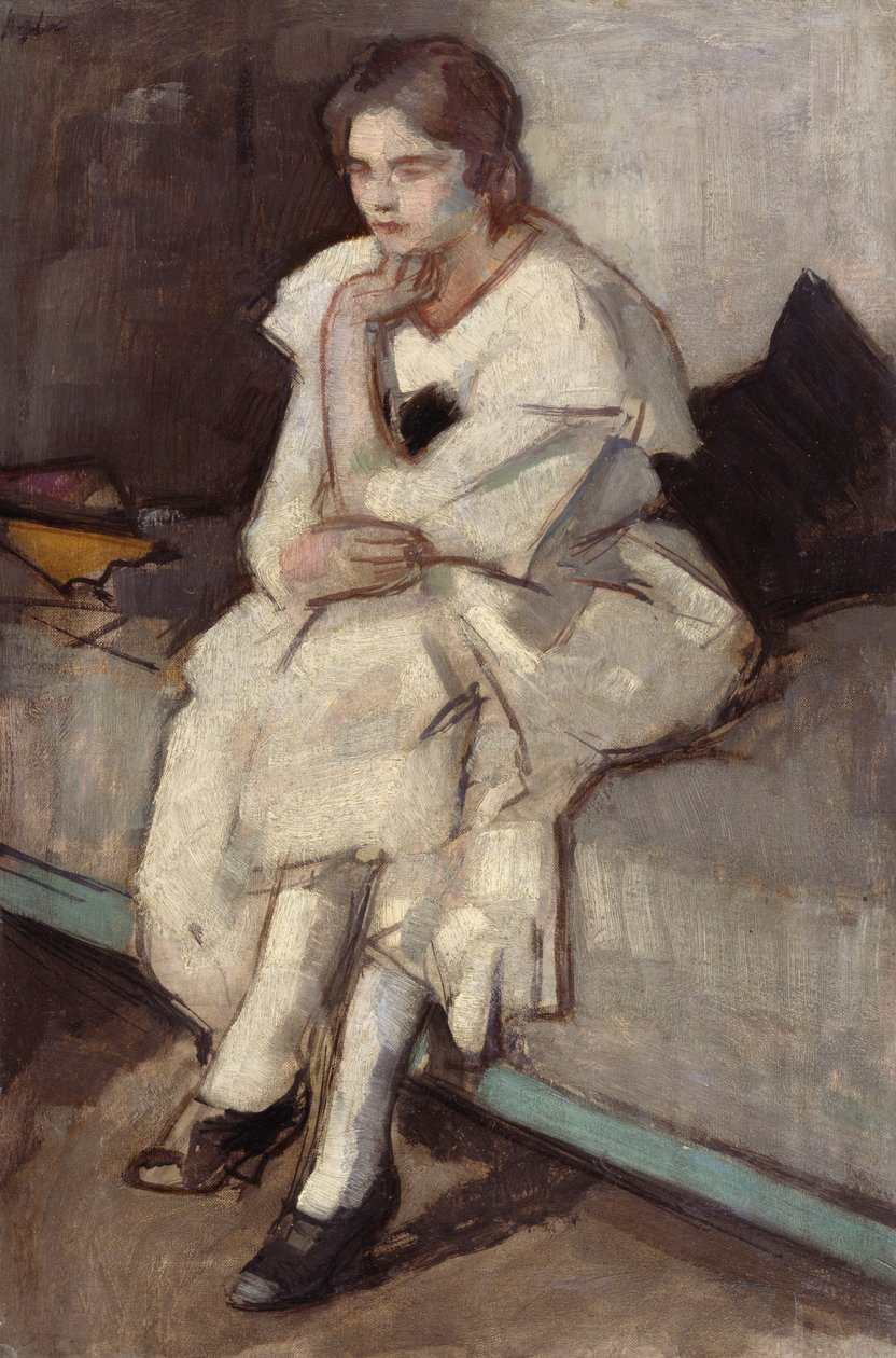 Dziewczyna w białej sukni (olej na płótnie) autorstwa Samuel John Peploe