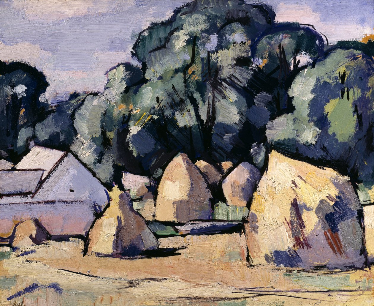 Budynki gospodarcze Laggan w pobliżu Dalbeattie (olej na desce) autorstwa Samuel John Peploe