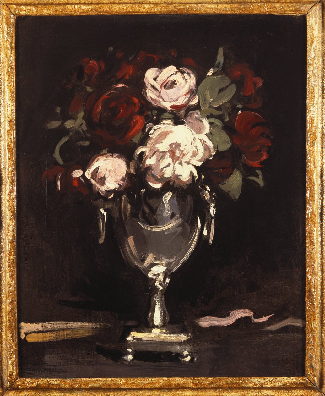 Czerwone i białe róże w srebrnej urnie, ok. 1897 r. autorstwa Samuel John Peploe