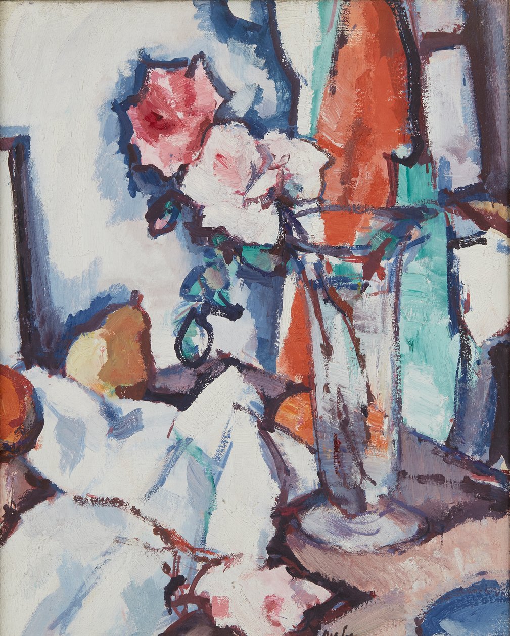 Martwa natura z róż i gruszki (olej na płótnie) autorstwa Samuel John Peploe