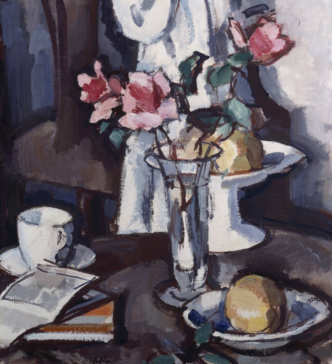 Martwa natura z czerwonymi różami, ok. 1931 (olej na płótnie) autorstwa Samuel John Peploe