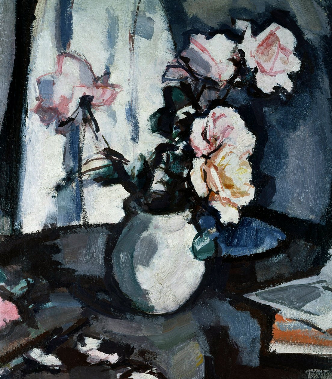 Martwa natura z różami w wazonie. Peinture de Samuel John Peploe (1871-1935 British) Collection privee autorstwa Samuel John Peploe