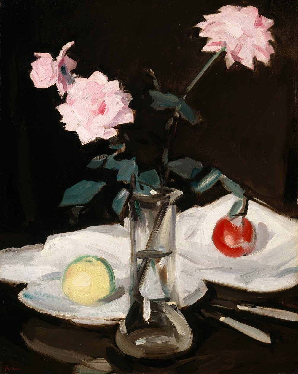 Martwa natura, różowe róże (olej na płótnie) autorstwa Samuel John Peploe