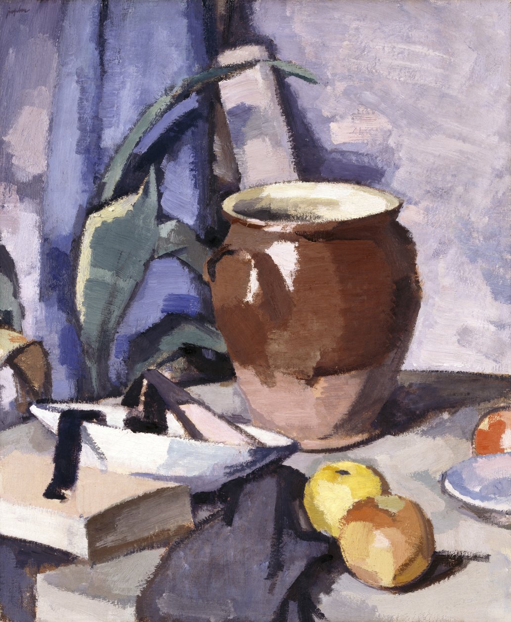 Brązowy garnek (olej na płótnie) autorstwa Samuel John Peploe