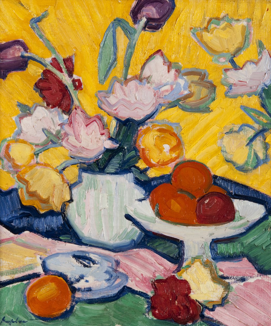 Tulipany w ceramicznym wazonie, 1910-14 autorstwa Samuel John Peploe
