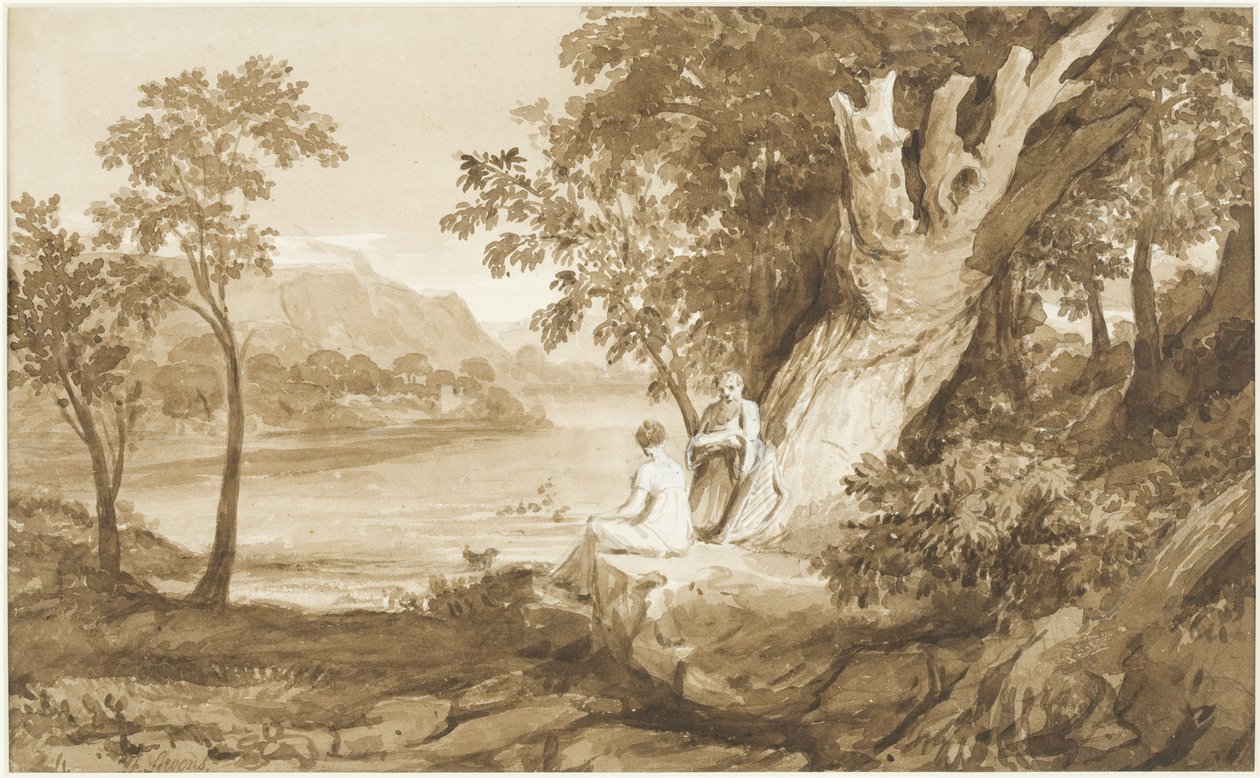 Ilustracja do Comusa, 1811 (pióro i atrament oraz pranie na papierze) autorstwa Samuel John Stump