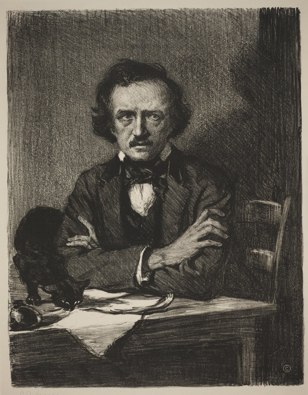 Edgar Allan Poe (lito) autorstwa Samuel Johnson Woolf