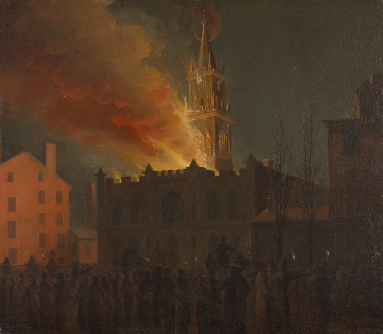 Pożar sali masońskiej, Chestnut Street, Filadelfia, Pensylwania autorstwa Samuel Jones