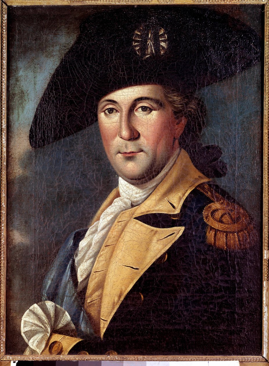 Portret reprezentanta Jerzego Waszyngtona (1732-1789) w stroju Portret reprezentanta Jerzego Waszyngtona (1732-1789) w stroju generalnym, z szalikiem naczelnego wodza armii kontynentalnej - Obraz Samuela Kinga (1748-1819) autorstwa Samuel King