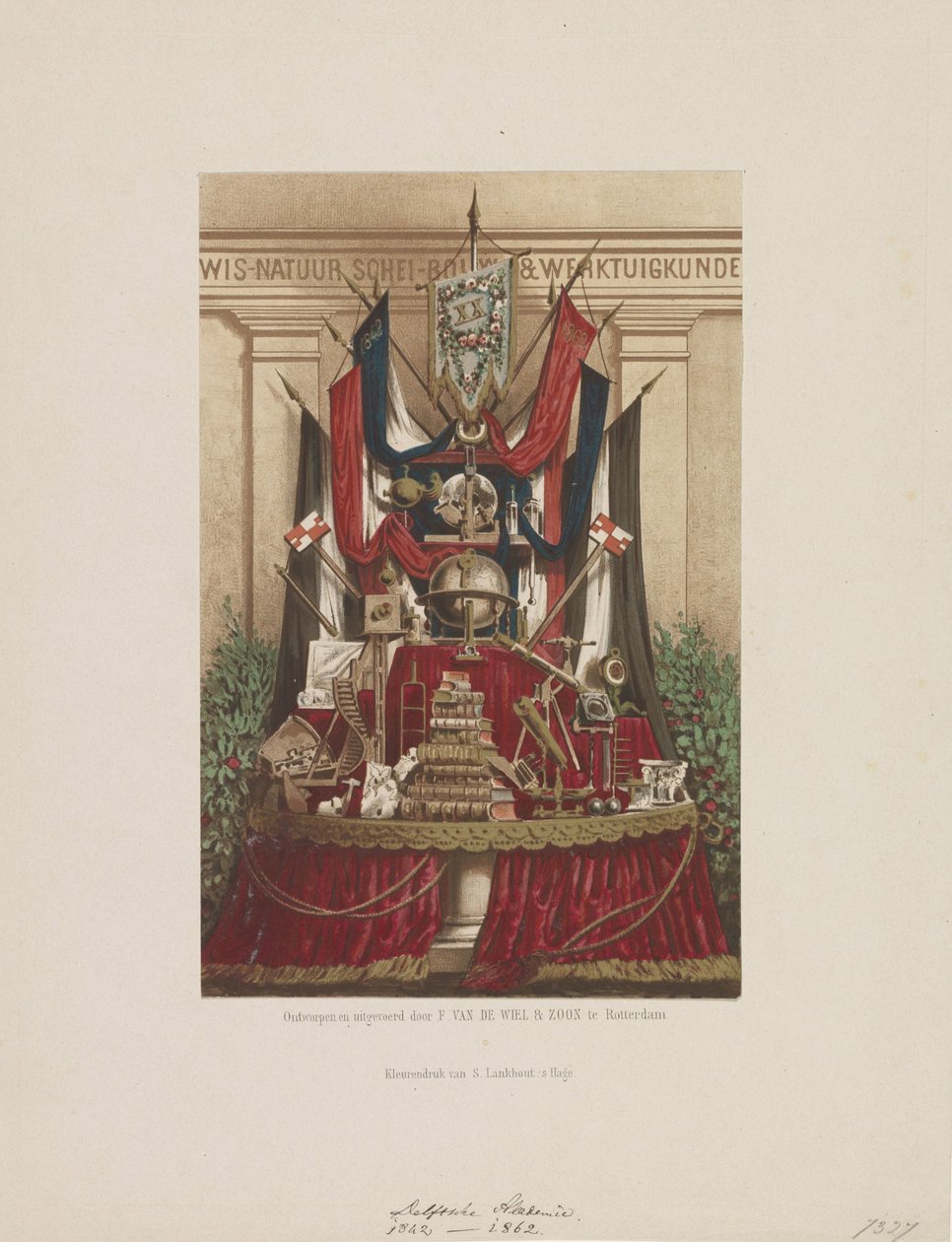 Trofeum jako dekoracja z okazji dwudziestolecia Akademii Delft, 1862 autorstwa Samuel Lankhout