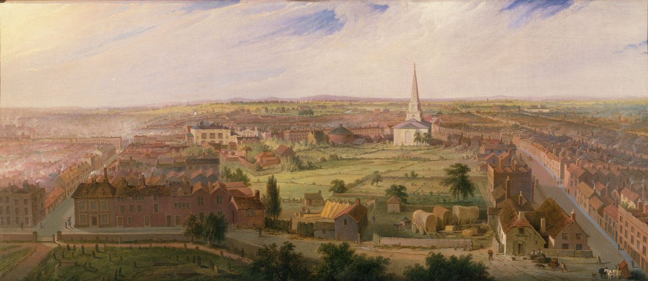 Birmingham z kopuły kościoła św. Filipa, 1821 r autorstwa Samuel Lines