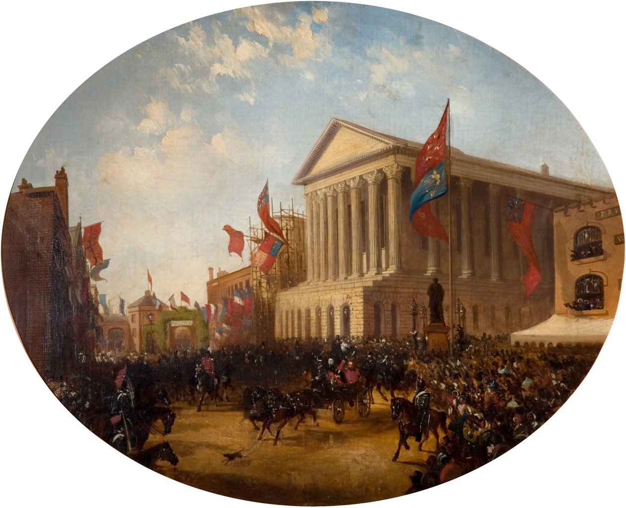Książę Cambridge opuszcza ratusz, Birmingham, 1857. autorstwa Samuel Lines