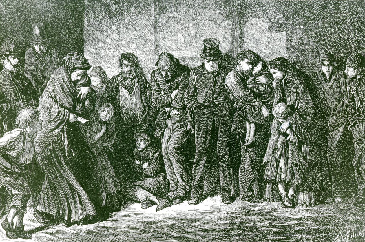 Bezdomny i głodny, 1869 autorstwa Samuel Luke Fildes