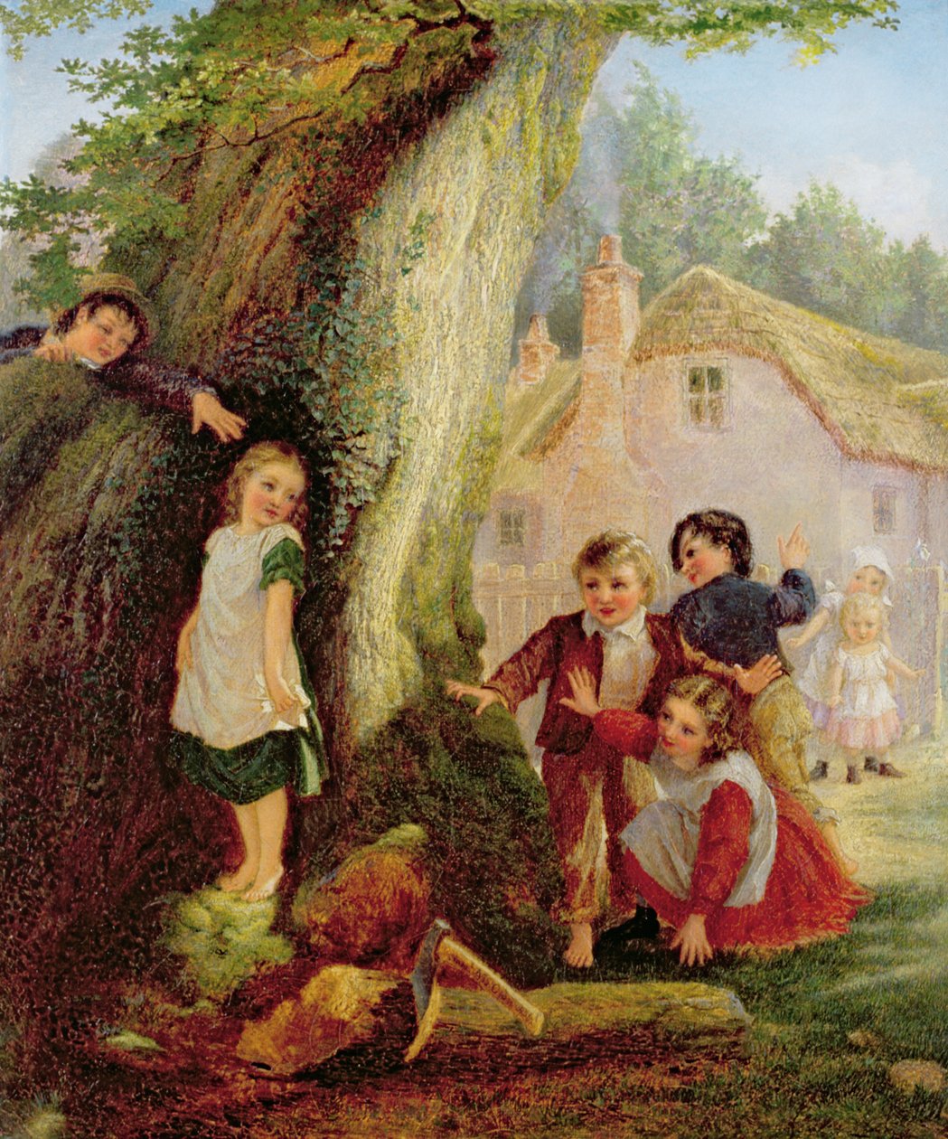 Hide and Seek, 1869 olej na płótnie autorstwa Samuel McLoy