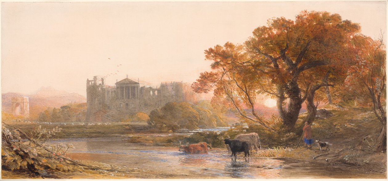 Wieczór we Włoszech — opuszczona willa autorstwa Samuel Palmer