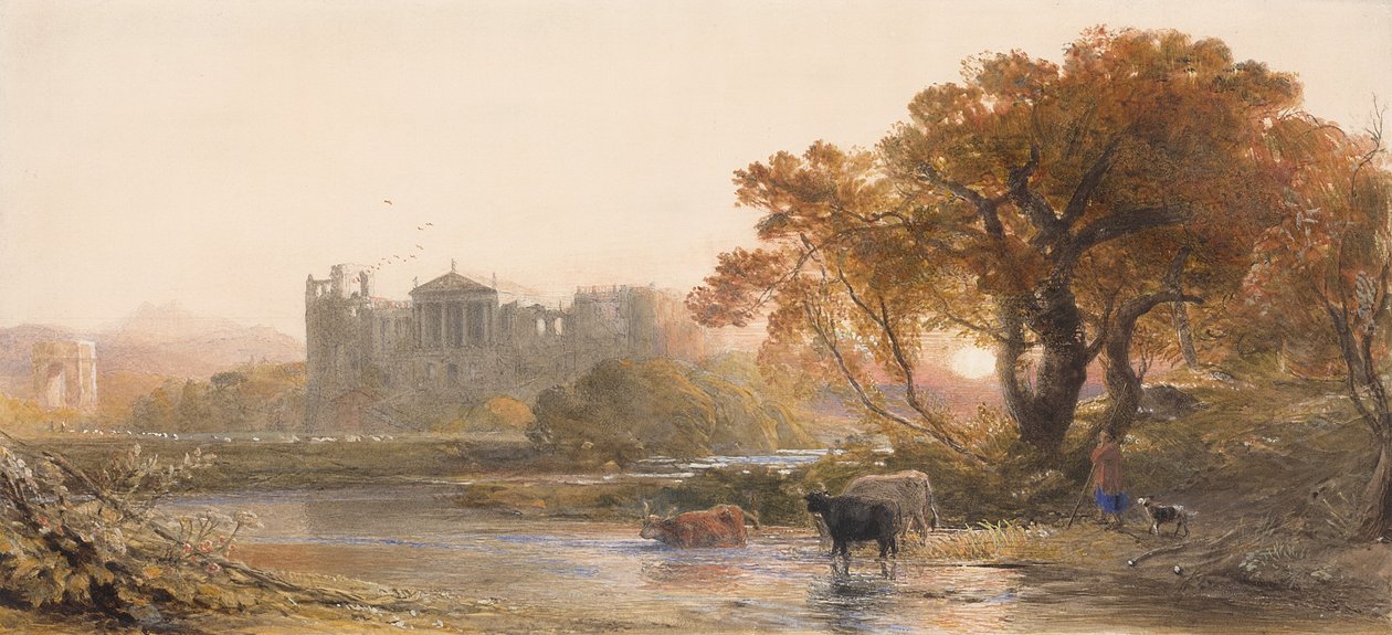 Wieczór we Włoszech, opuszczona willa, 1845 autorstwa Samuel Palmer