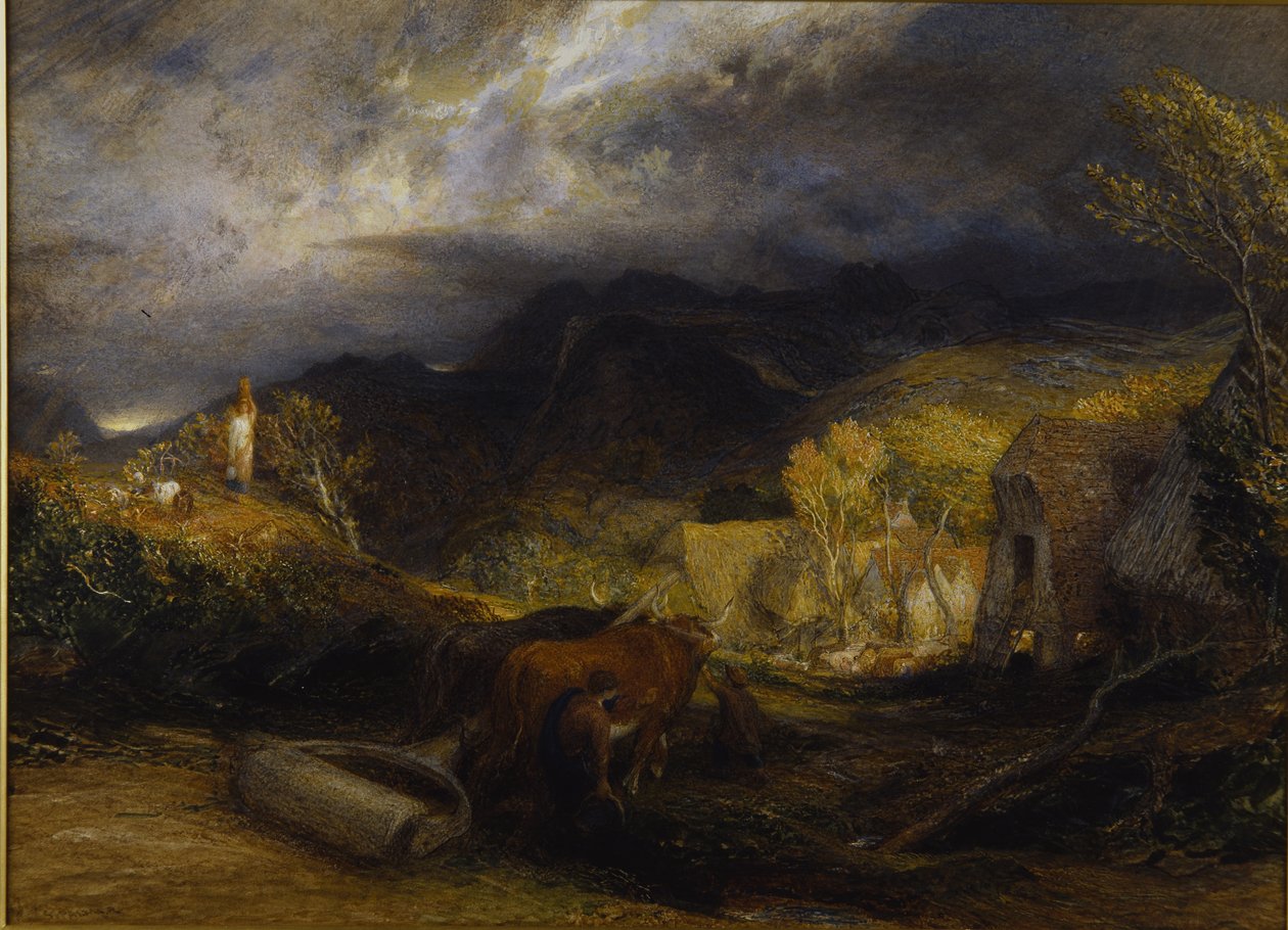 Poranek (akwarela i kolor nadwozia na pokładzie) autorstwa Samuel Palmer