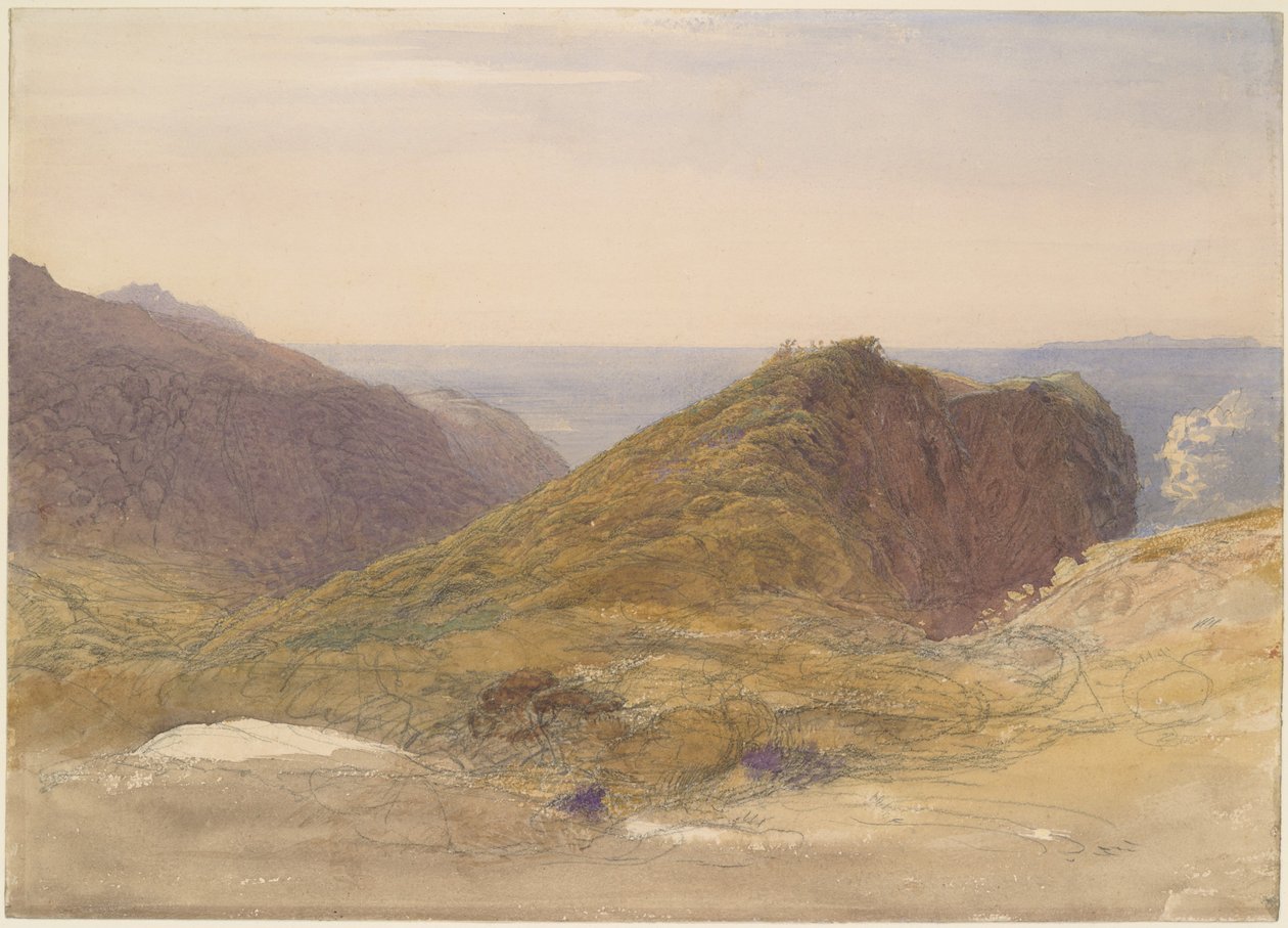 Na północnym wybrzeżu Devonu, wyspa Lundy w oddali autorstwa Samuel Palmer