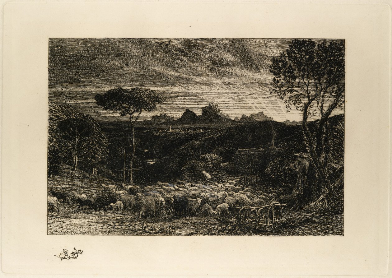 Otwarcie zagrody, czyli Wczesny poranek autorstwa Samuel Palmer