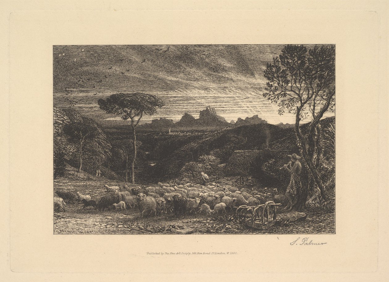 Otwarcie fold lub wczesny poranek, 1880. autorstwa Samuel Palmer