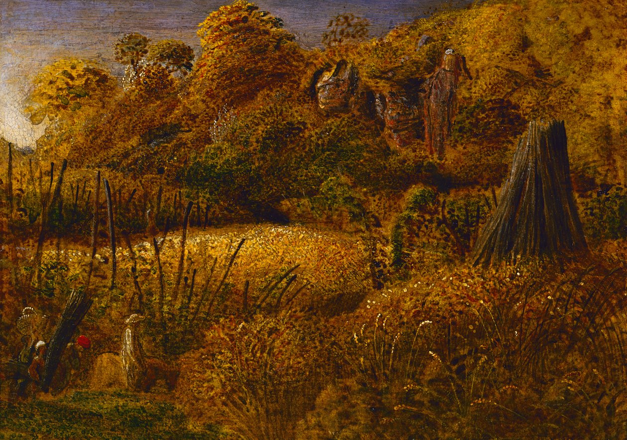 Scena w Underriver, Kent lub The Hop Garden (olej i tempera na panelu) autorstwa Samuel Palmer