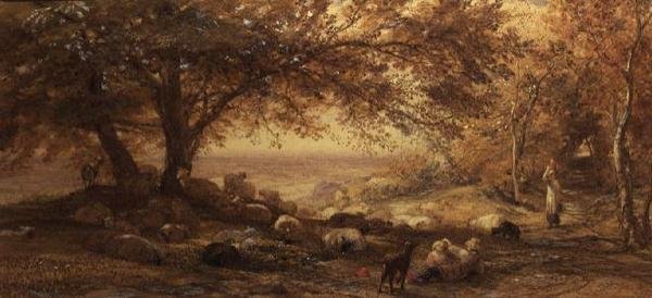 Zacieniona cisza (akwarela) autorstwa Samuel Palmer
