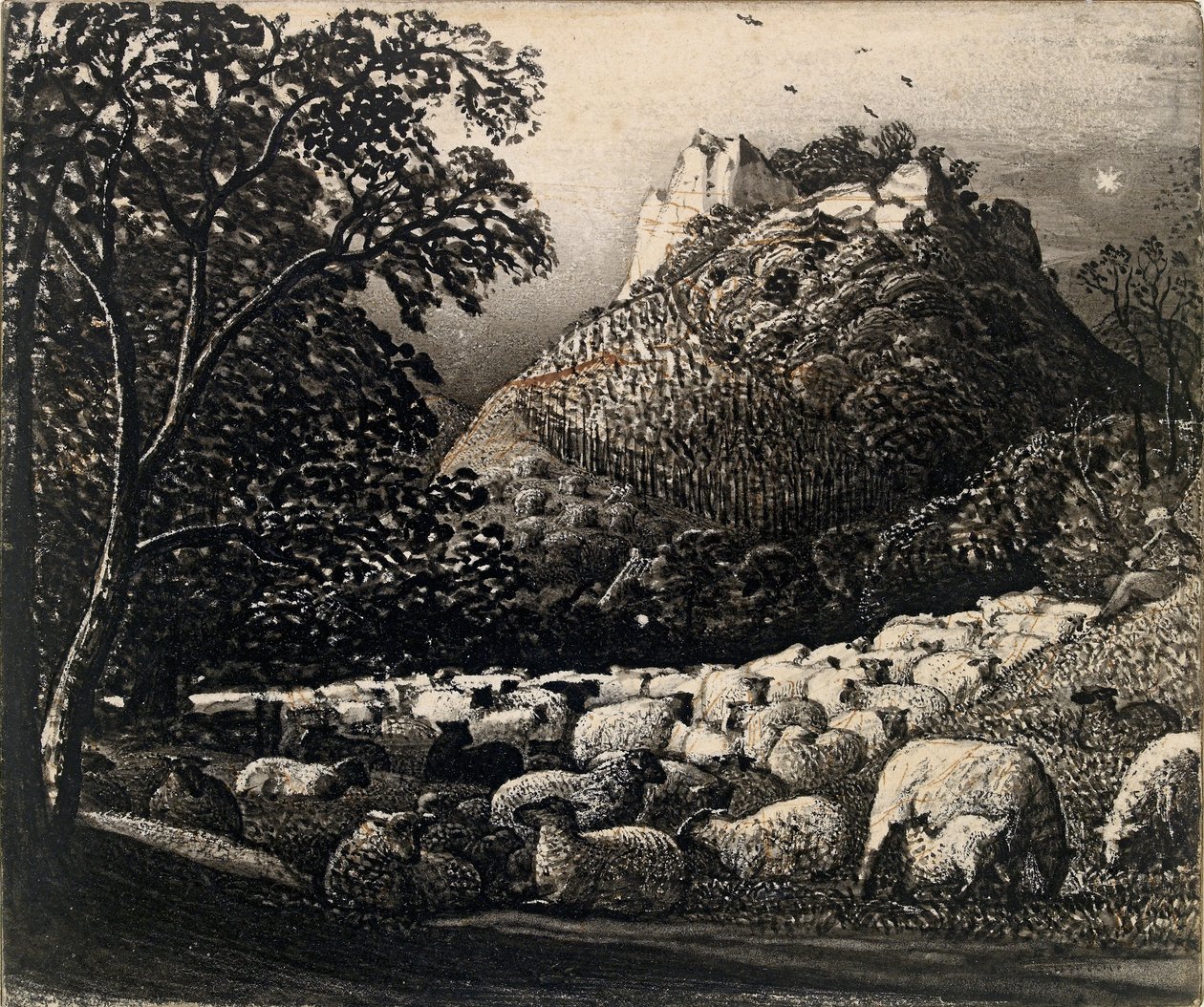 Stado i Gwiazda, ok. 1831-1832 autorstwa Samuel Palmer