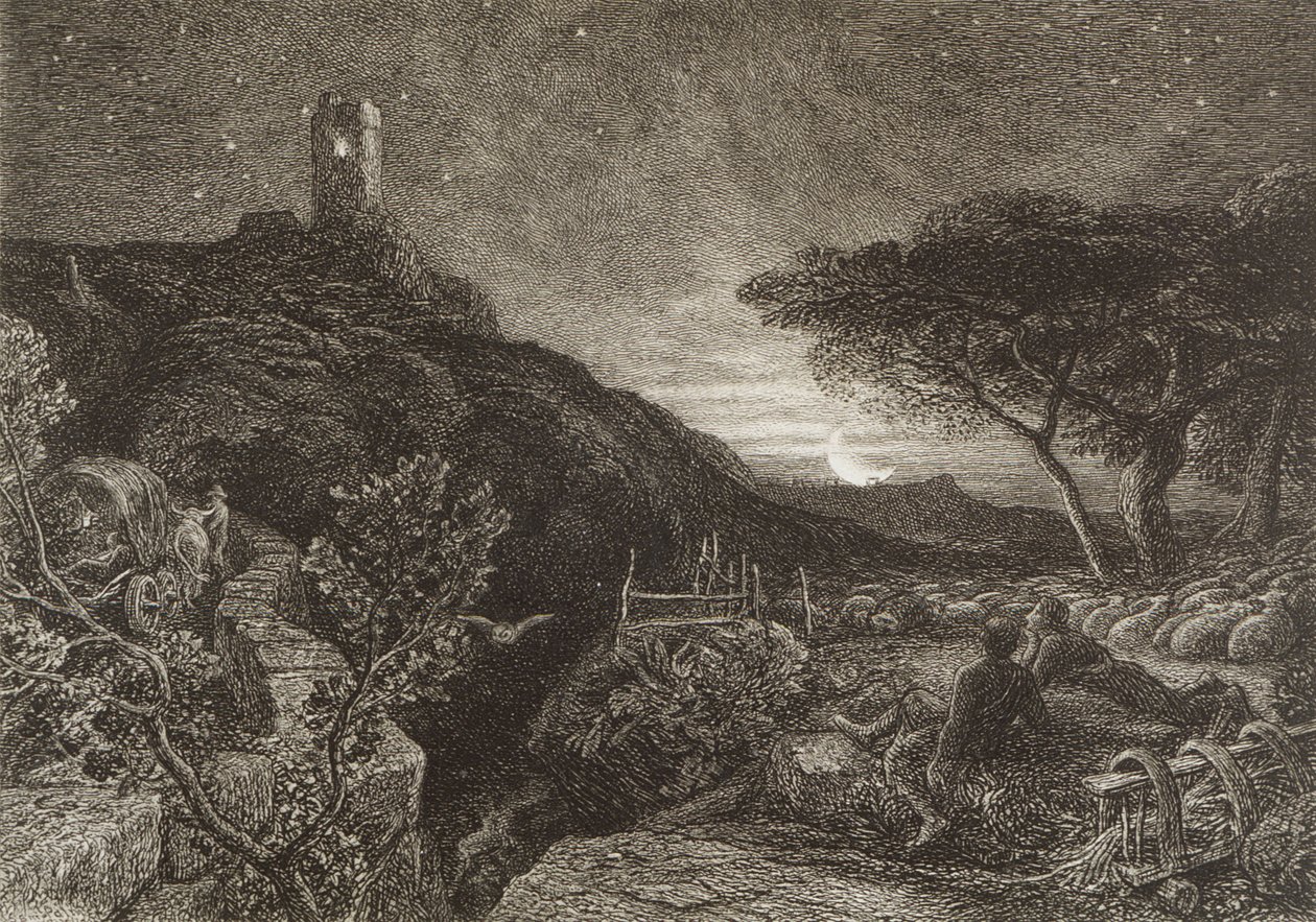Samotna Wieża, 1879 (akwaforta) autorstwa Samuel Palmer