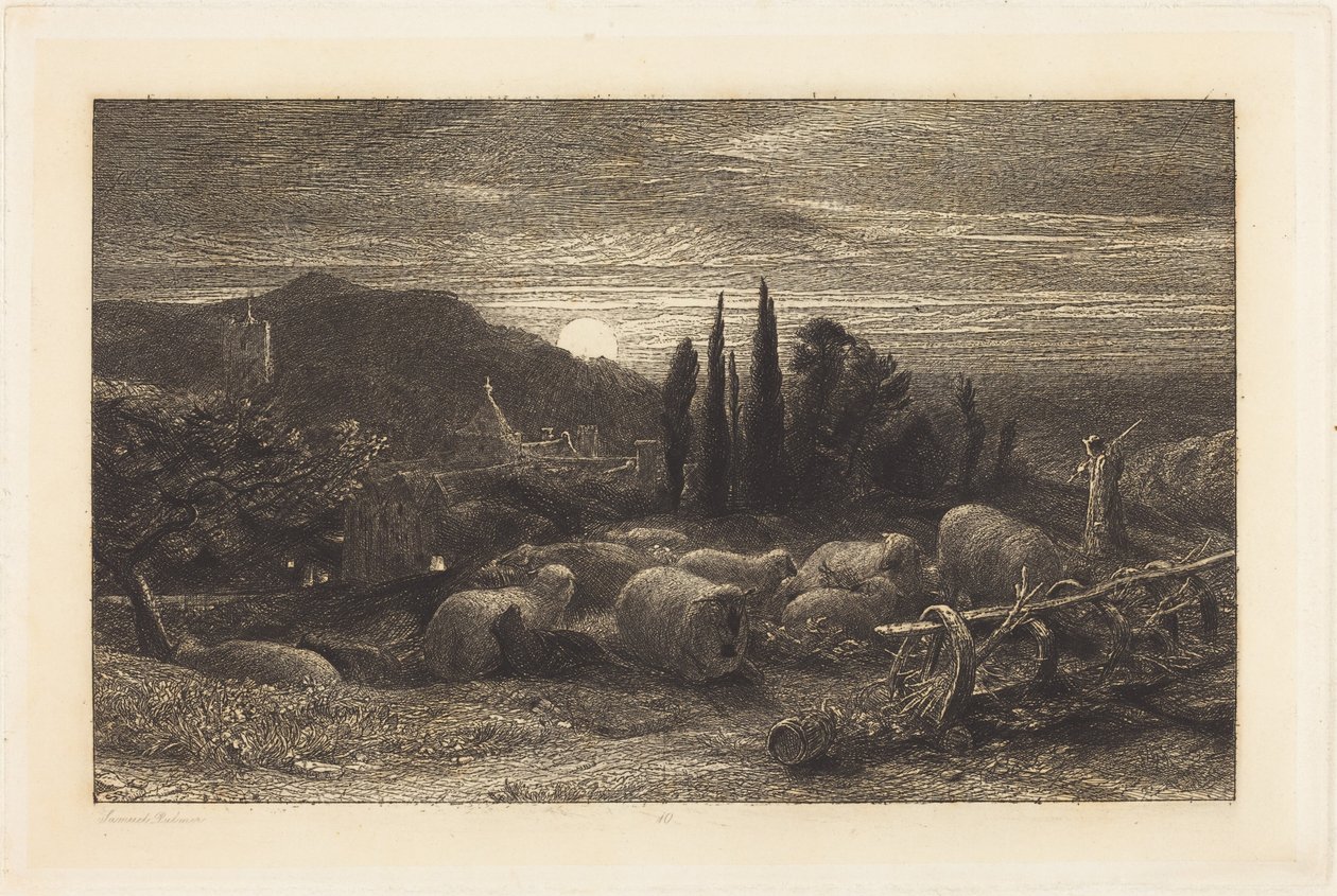 Wschodzący księżyc autorstwa Samuel Palmer
