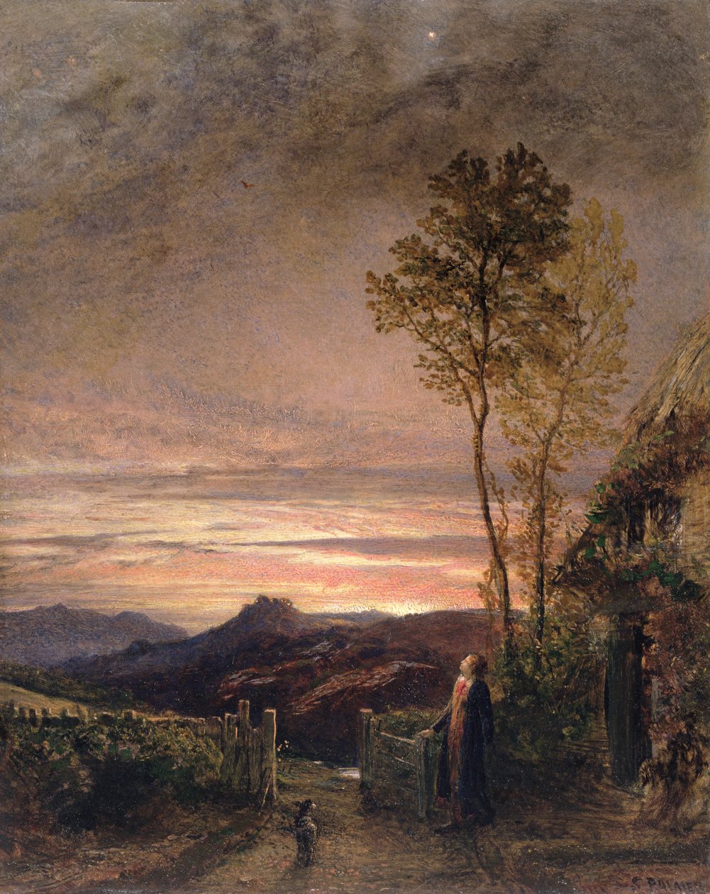 Wzlot skowronka (olej na płycie) autorstwa Samuel Palmer