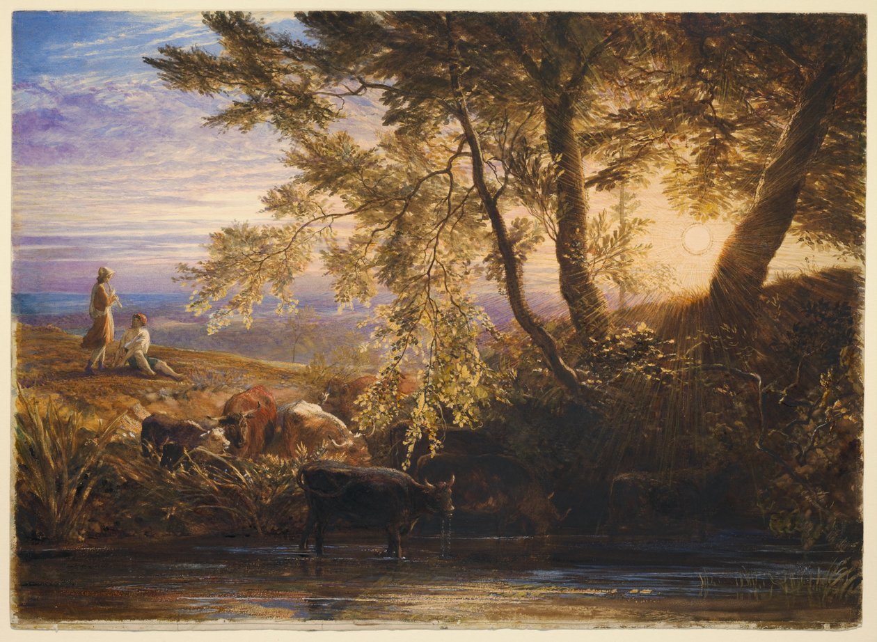 Zachodzące słońce autorstwa Samuel Palmer