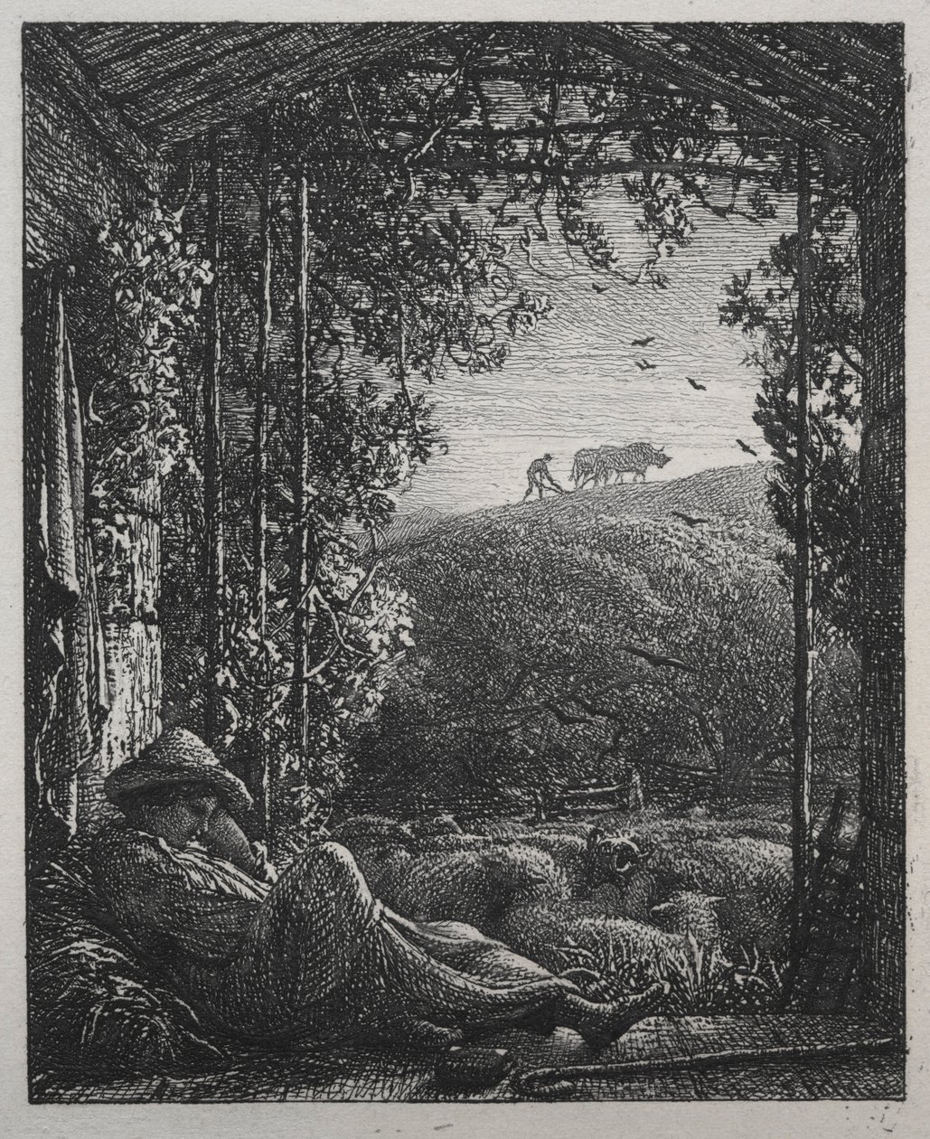 Śpiący pasterz, 1857. autorstwa Samuel Palmer