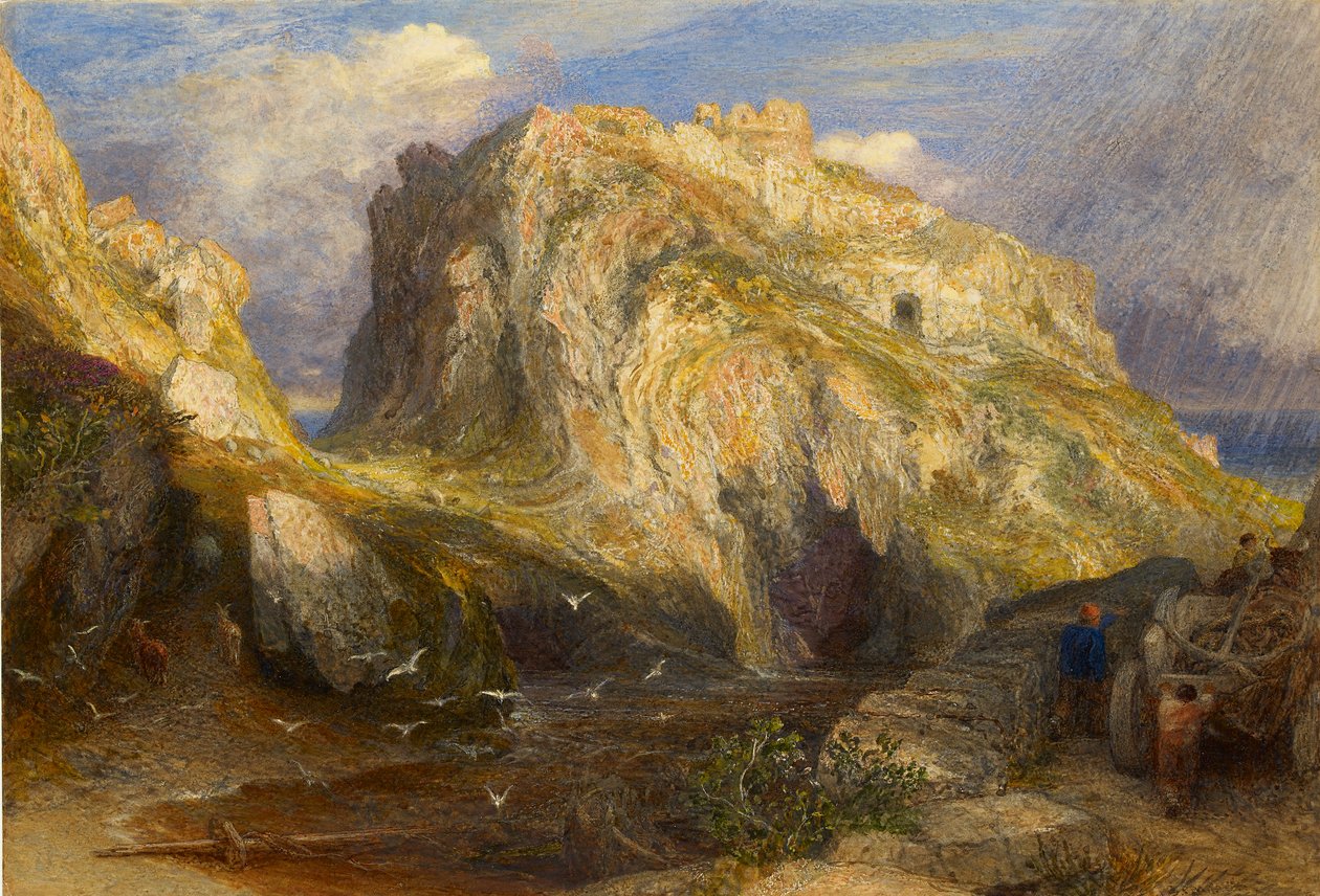 Zamek Tintagel: Zbliżający się deszcz, 1848-1849 autorstwa Samuel Palmer