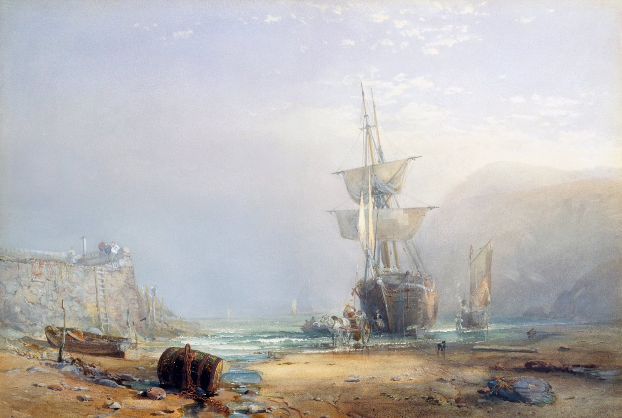 Mglisty poranek na wybrzeżu Devon, 1853 autorstwa Samuel Phillips Jackson