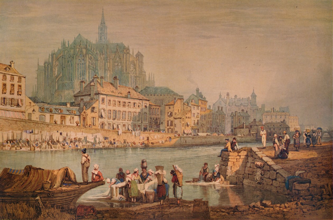 Miasto katedralne nad rzeką, ok. 1825 r. autorstwa Samuel Prout